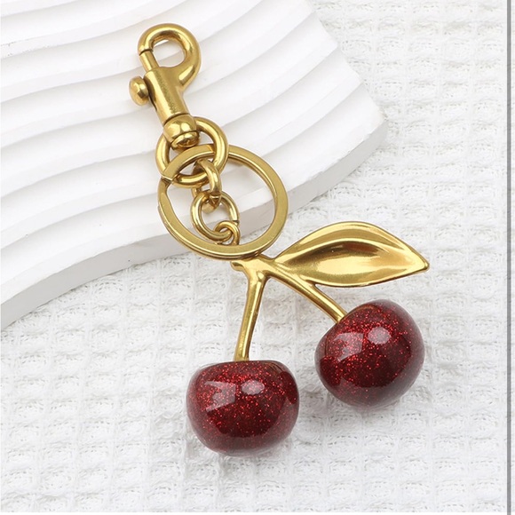 Red Glitter Cherry Bag Charm / Key Chain New in Package - Picture 7 of 10